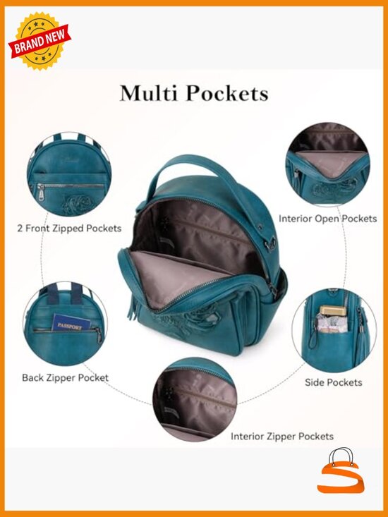 Mini Vegan Leather Backpack Purse Embossed Fashion Backpack Daypack Shoulder main image 5